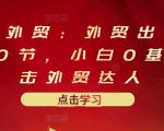 业仔外贸:外贸出口详解30节,小白0基础进击外贸达人 价值666元-第一资源库