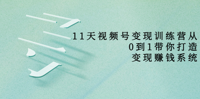 11天视频号变现训练营,从0到1打造变现赚钱系统(价值398元)-第一资源库