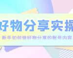 好物分享实操:新手如何做好物分享的账号内容,实操教学-第一资源库