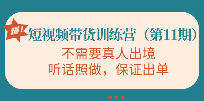 视频带货训练营,不需要真人出境,听话照做,保证出单(第11期)-第一资源库