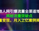 天地人网引爆流量全渠道增长:揭秘流量突然破点,流量变现,月入上亿案例-第一资源库