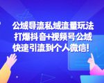 公域导流私域流量玩法：打爆抖音+视频号公域，快速引流到个人微信！-第一资源库