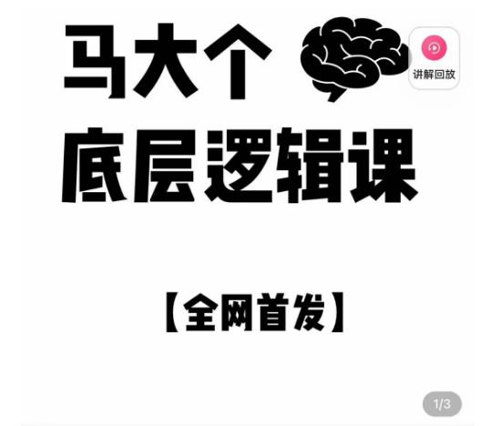 马大个·底层逻辑课,51节底层逻辑智慧课-价值1980元-第一资源库