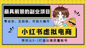 小红书蓝海大市场虚拟电商项目,手把手带你打造出日赚2000+高质量红薯账号-第一资源库