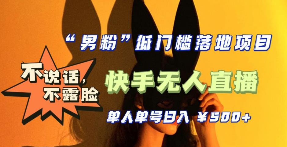 【全新升级】零基础单人单号单晚500+,不说话,不露脸,4月最新超皮实快手无人直播-第一资源库