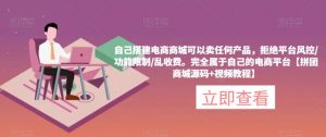 自己搭建电商商城可以卖任何产品,完全属于自己的电商平台【拼团商城源码+视频教程】-第一资源库