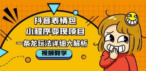 抖音表情包小程序变现项目,一条龙玩法详细大解析,视频版学习!-第一资源库