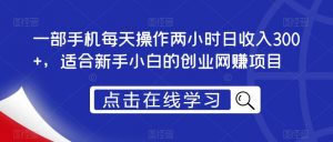 一部手机每天操作两小时日收入300+,适合新手小白的创业网赚项目【揭秘】-第一资源库