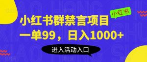 小红书群禁言项目,一单99,日入1000+【揭秘】-第一资源库