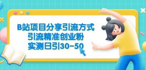 B站项目分享引流方式,引流精准创业粉,实测日引30-50【揭秘】-第一资源库