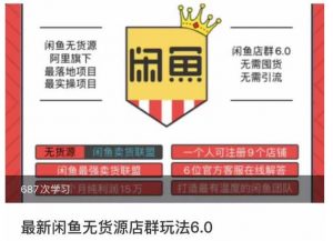 闲鱼无货源店群玩法6.0,无需囤货,无需引流,两个月盈利18W的核心秘籍,所有细节一清二楚-第一资源库