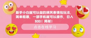 新手小白就可以做的搞笑表情包玩法,简单粗暴,一部手机就可以操作,日入300【揭秘】-第一资源库