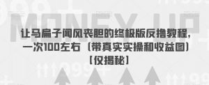 让马扁子闻风丧胆的终极版反撸教程,一次100左右(带真实实操和收益图)【仅揭秘】-第一资源库