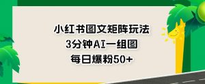 小红书图文矩阵玩法,3分钟AI一组图,每日爆粉50+【揭秘】-第一资源库
