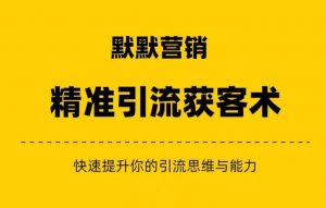 默默营销·精准引流+私域营销+逆袭赚钱(三件套)快速提升你的赚钱认知与营销思维-第一资源库