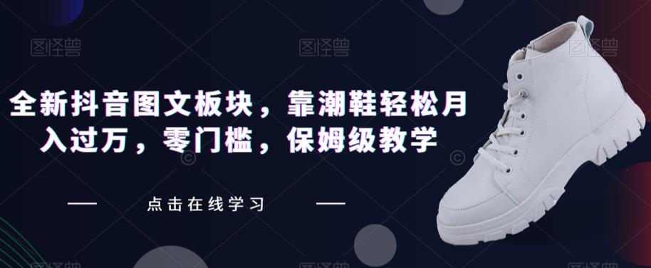 全新抖音图文板块,靠潮鞋轻松月入过万,零门槛,保姆级教学【揭秘】-第一资源库