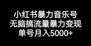 小红书暴力音乐号,无脑搞流量暴力变现,单号月入5000+-第一资源库