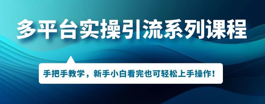多平台引流实操系列课程,新手小白看完也可轻松上手进行引流操作-第一资源库