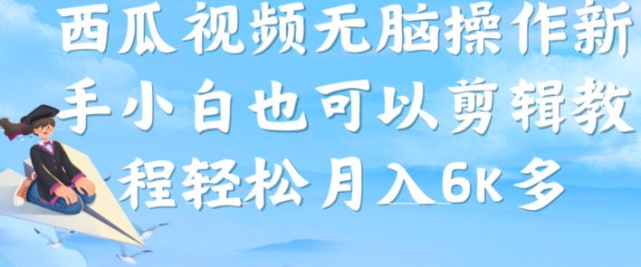 西瓜视频搞笑号,无脑操作新手小白也可月入6K-第一资源库