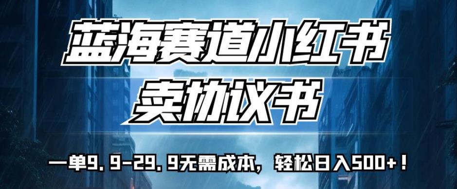 蓝海赛道小红书卖协议书,一单9.9-29.9无需成本,轻松日入500+!【揭秘】-第一资源库