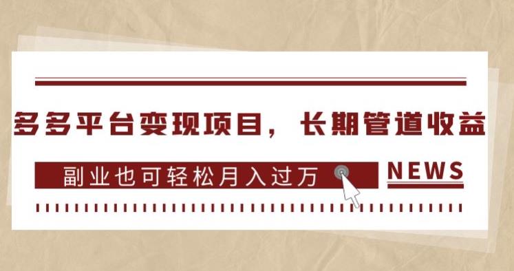 多多平台变现项目,长期管道收益,副业也可轻松月入过万-第一资源库