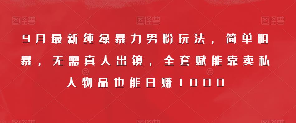 9月最新纯绿暴力男粉玩法,简单粗暴,无需真人出镜,全套赋能靠卖私人物品也能日赚1000-第一资源库