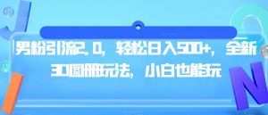 男粉引流2.0，轻松日入500+，全新3D图册玩法，小白也能玩【揭秘】-第一资源库