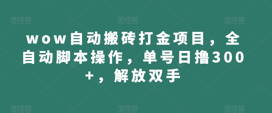 wow自动搬砖打金项目,全自动脚本操作,单号日撸300+,解放双手【揭秘】-第一资源库