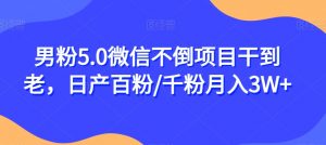 男粉5.0微信不倒项目干到老,日产百粉/千粉月入3W+【揭秘】-第一资源库