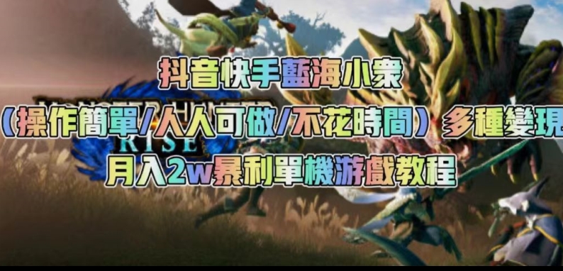 抖音快手蓝海小众(操作简单人人可做不花时间)多种变现月入2w+暴利单机游戏教程-第一资源库