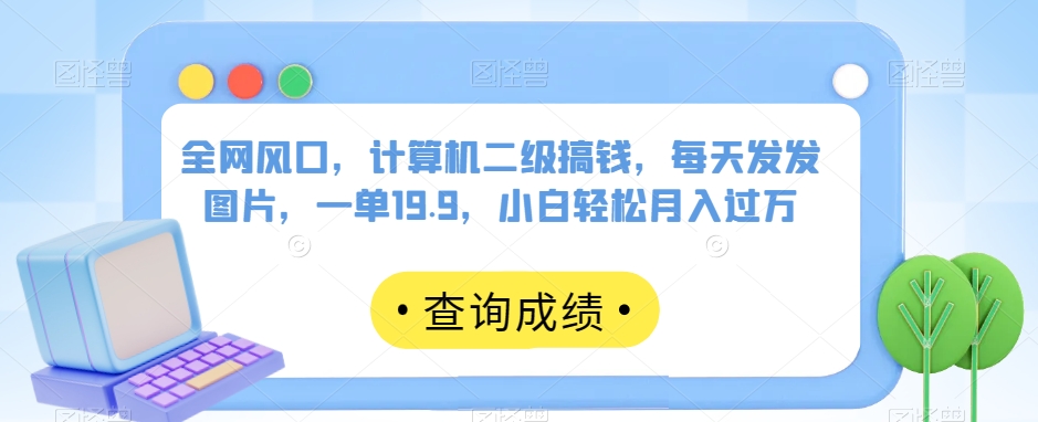 全网风口,计算机二级搞钱,每天发发图片,一单19.9,小白轻松月入过万【揭秘】-第一资源库