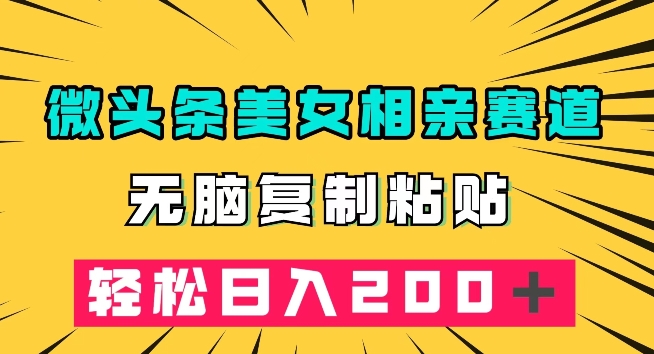 微头条冷门美女相亲赛道,无脑复制粘贴,轻松日入200+【揭秘】-第一资源库