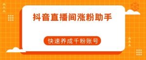 抖音直播间涨粉助手，快速养成千粉账号-第一资源库