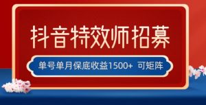 全网首发抖音特效师最新玩法,单号保底收益1500+,可多账号操作,每天操作十分钟【揭秘】-第一资源库