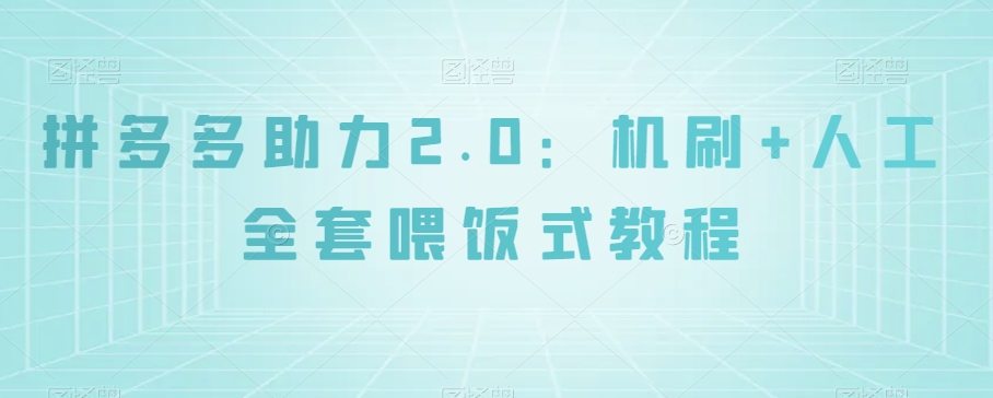 拼多多助力2.0:机刷+人工全套喂饭式教程【揭秘】-第一资源库