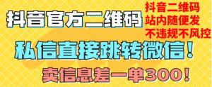 价值3000的技术!抖音二维码直跳微信!站内无限发不违规!-第一资源库