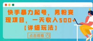 快手暴力起号,男粉变现项目,一天收入500+【详细玩法】【揭秘】-第一资源库
