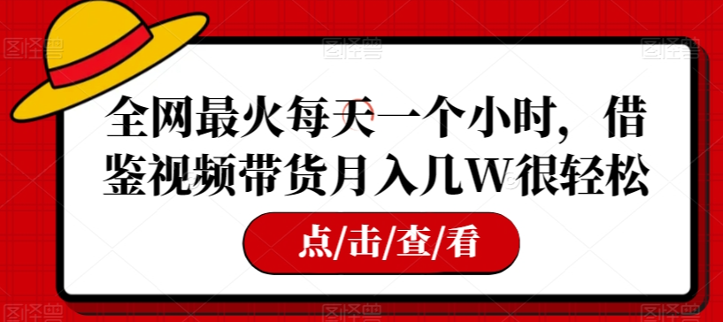 全网最火每天一个小时,借鉴视频带货月入几W很轻松【揭秘】-第一资源库