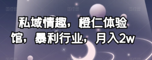 私域情趣,橙仁体验馆,暴利行业,月入2w【揭秘】-第一资源库