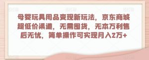 母婴玩具用品变现新玩法，京东商城超低价渠道，简单操作可实现月入2万+【揭秘】-第一资源库
