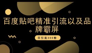 百度贴吧精准引流以及品牌霸屏,日引流300粉【揭秘】-第一资源库