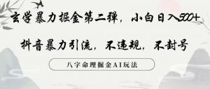 玄学暴力掘金第二弹,小白日入500+,抖音暴力引流,不违规,术封号,八字命理掘金AI玩法【揭秘】-第一资源库