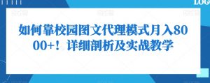 如何靠校园图文代理模式月入8000+!详细剖析及实战教学【揭秘】-第一资源库