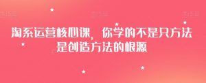淘系运营核心课,你学的不是只方法是创造方法的根源-第一资源库