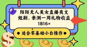 陌陌美女无人直播爽文短剧项目,亲测一个星期1800+【揭秘】-第一资源库