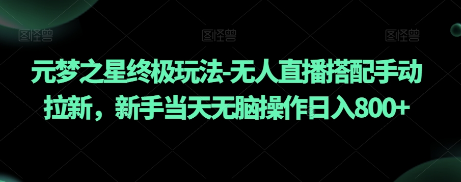 元梦之星终极玩法-无人直播搭配手动拉新,新手当天无脑操作日入800+【揭秘】-第一资源库