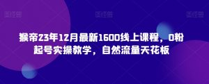 猴帝23年12月最新1600线上课程,0粉起号实操教学,自然流量天花板-第一资源库