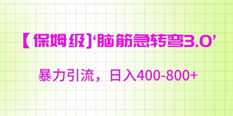 保姆级脑筋急转弯3.0,暴力引流,日入400-800+【揭秘】-第一资源库