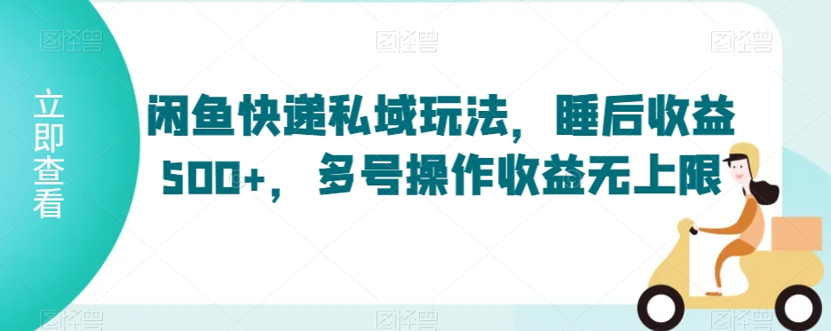 闲鱼快递私域玩法,睡后收益500+,多号操作收益无上限【揭秘】-第一资源库