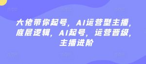 大佬带你起号,AI运营型主播,底层逻辑,AI起号,运营晋级,主播进阶-第一资源库